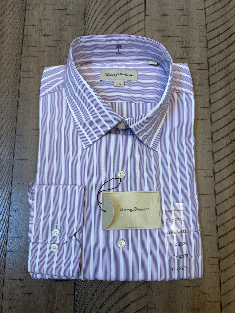 Tommy Bahama Men’s Lavender and White Stripe Dress Shirt